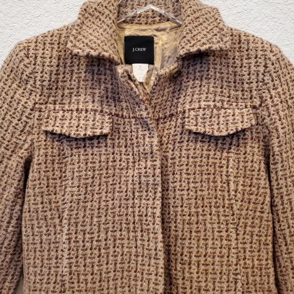 J.Crew Wool Coat Size 4 Brown Tan Burgundy - Picture 3 of 10